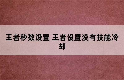 王者秒数设置 王者设置没有技能冷却